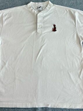 Warner Bros. White Henley Polo Cotton with Embroidered Scooby Doo